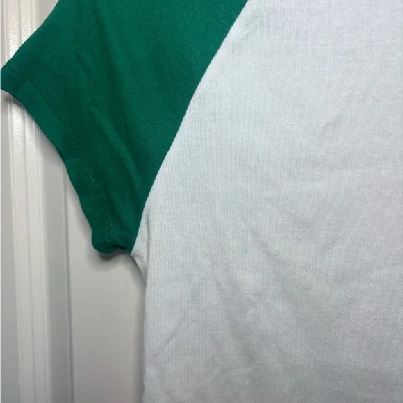 Desert Wild Green and White Dinosaur Cowgirl Raglan Tee Size L - Picture 3 of 5